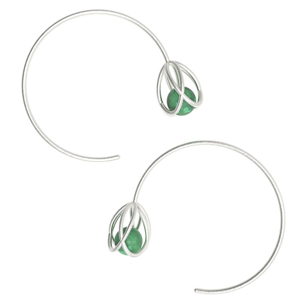 Flora Open Hoops - Green Aventurine