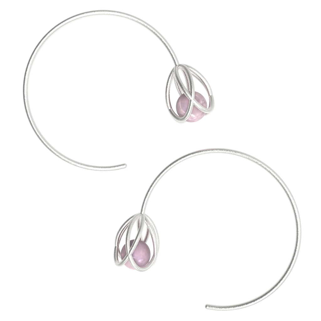 Flora Open Hoops - Rose Quartz